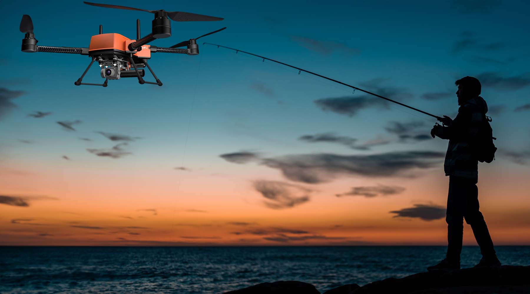 Waterproof Fishing Drones Swellpro and Chasing underwater Urban Drones